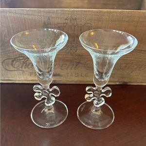 MARC AUREL Nachtmann Vtg Set Of 2 Puzzle Stem Crystal Cordial Glasses Art Deco